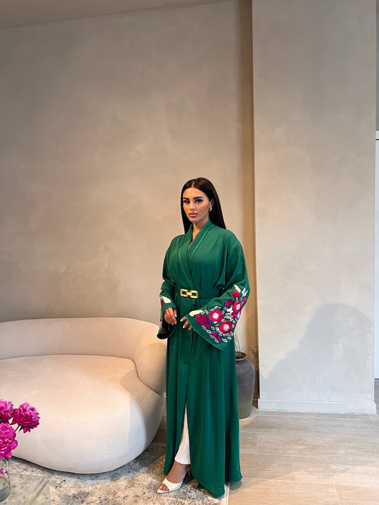 Abaya Oriental  Vert Emeraude