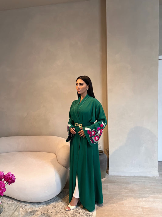 Abaya Oriental  Vert Emeraude