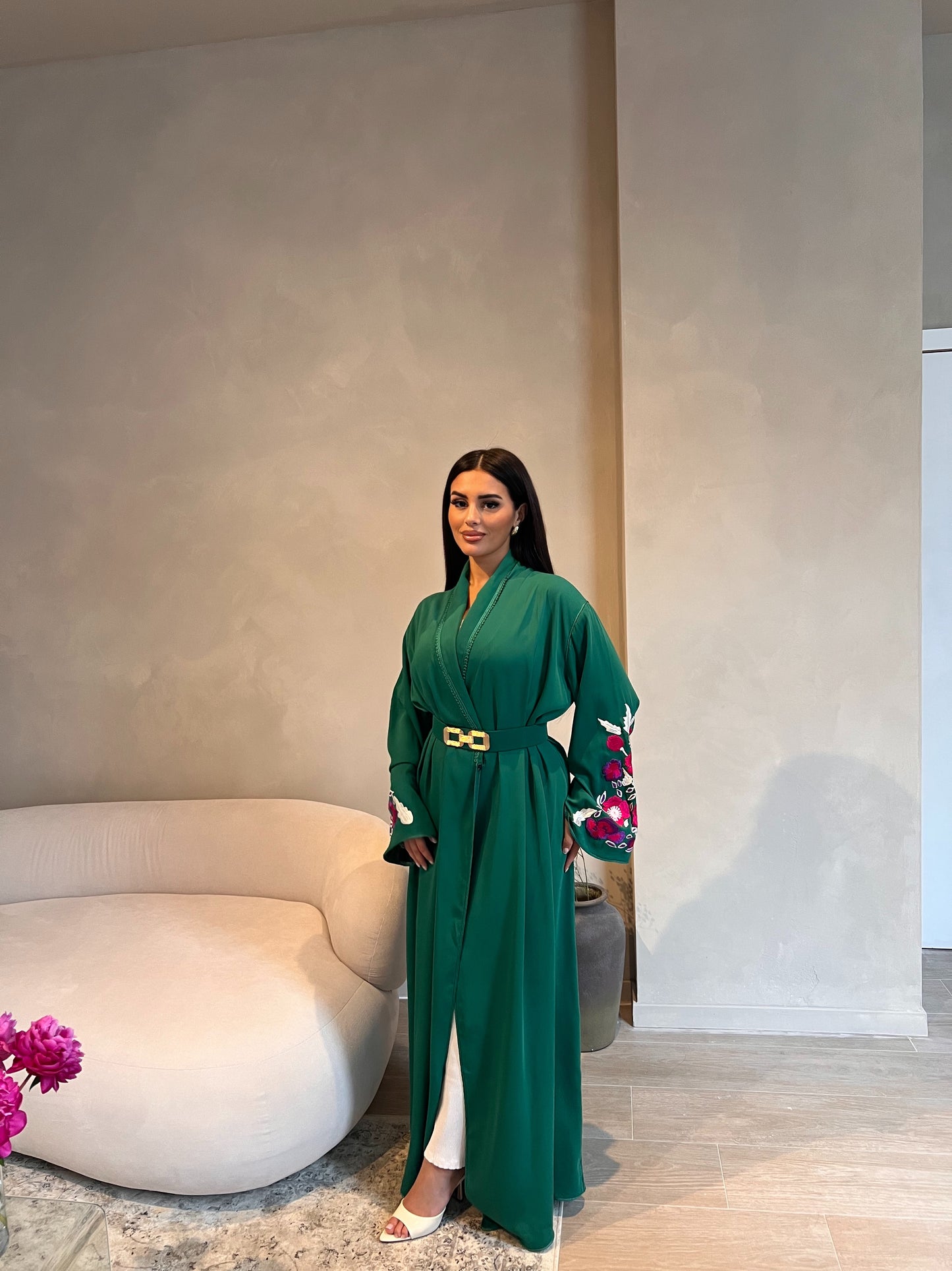 Abaya Oriental  Vert Emeraude